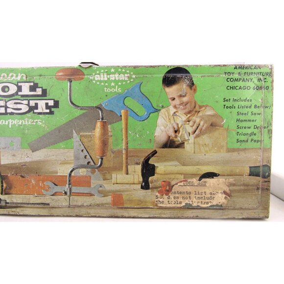 American Tool Chest For Junior Carpenters Metal Toolbox Vintage Toy Aluminum - Picture 3 of 10